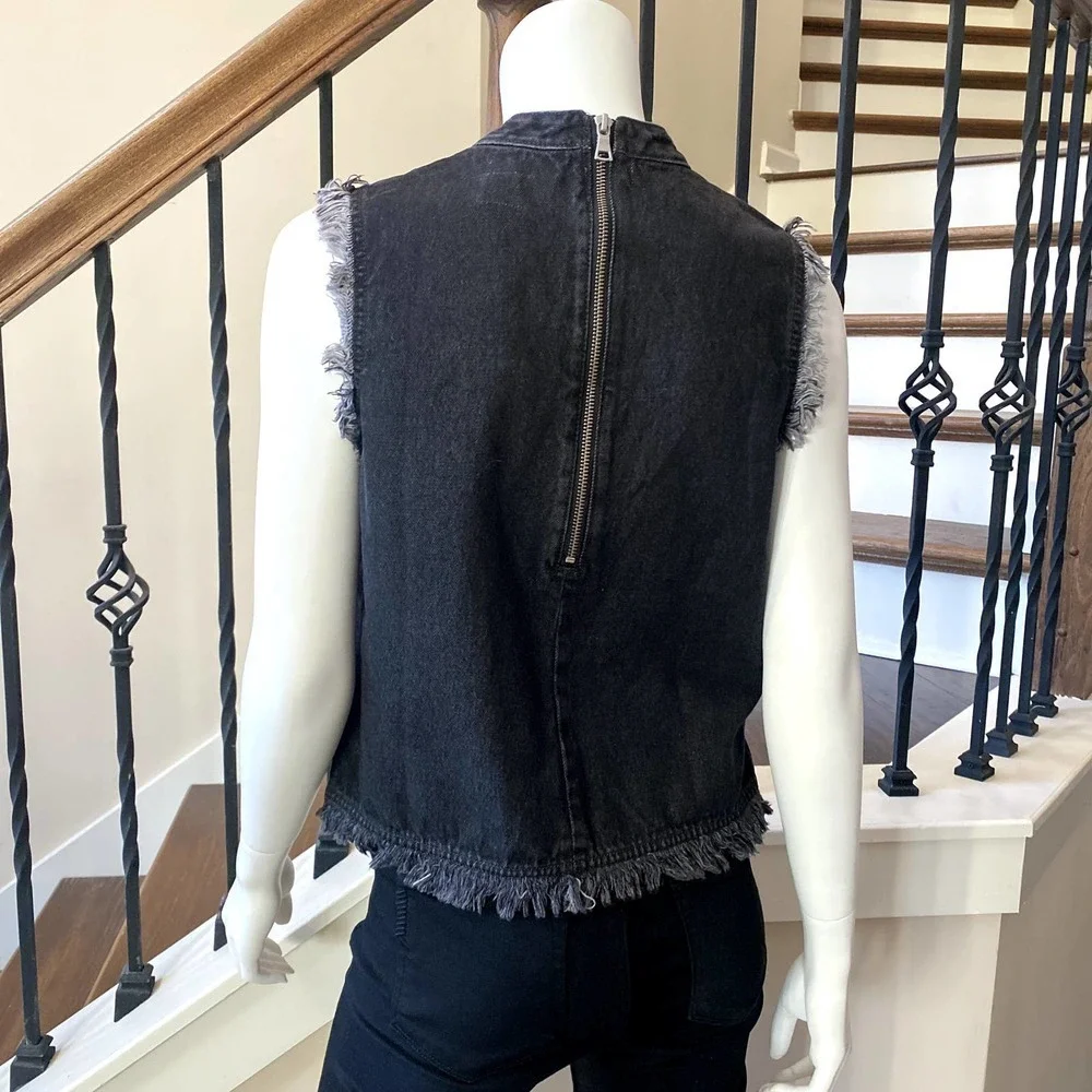 🎯FINAL SALE🎯 GAP 1969 Mock Neck Crop Top in Washed Black - N0420-5 - Picture 4 of 9